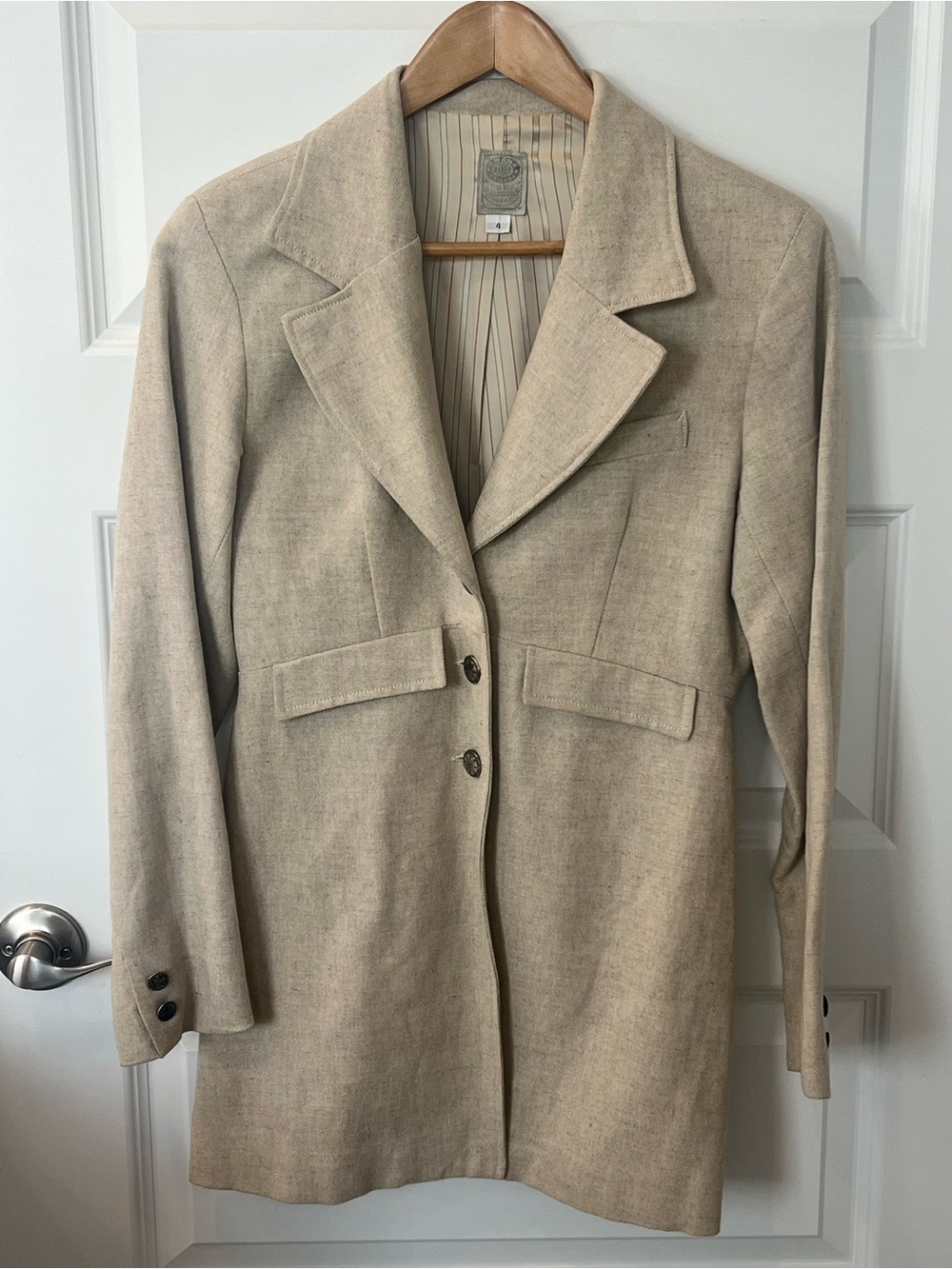 Vintage Wah Maker Linen-Blend Tailored Gambler Blazer SZ 4